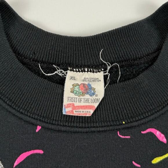 Vintage Abstract Splatter Paint Artist Yellow Pink Black 90s Crewneck Size XL - Picture 7 of 8